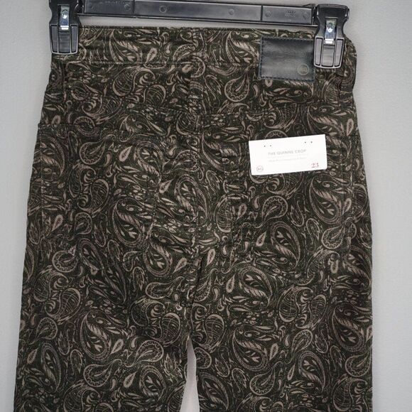 New AG The Quinne Crop High Rise Kick Flare Velvet Pant in Gallant Paisley sz 23 - Picture 10 of 15